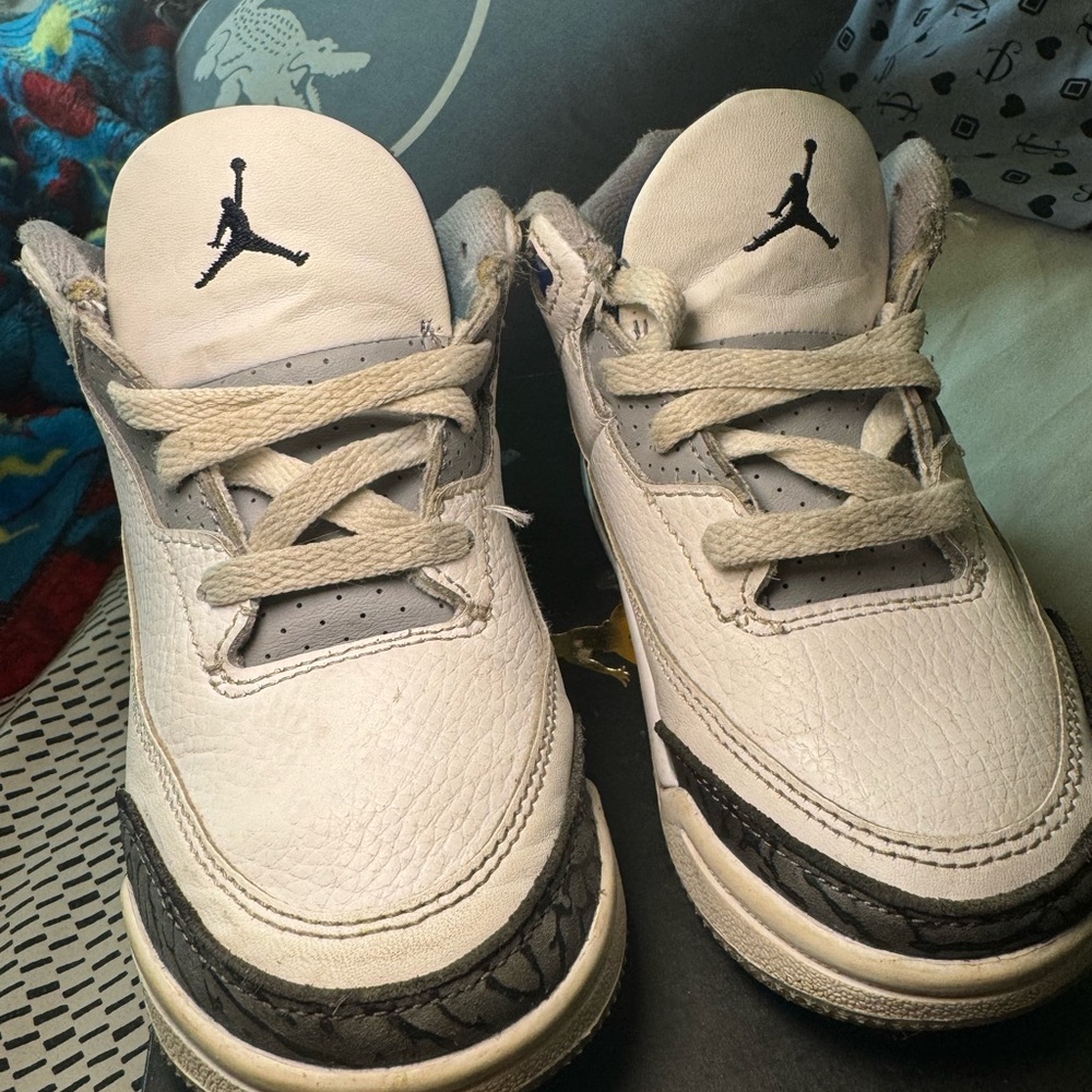 Jordan 3 Retro Kids White/Midnight Navy and Black Sneakers